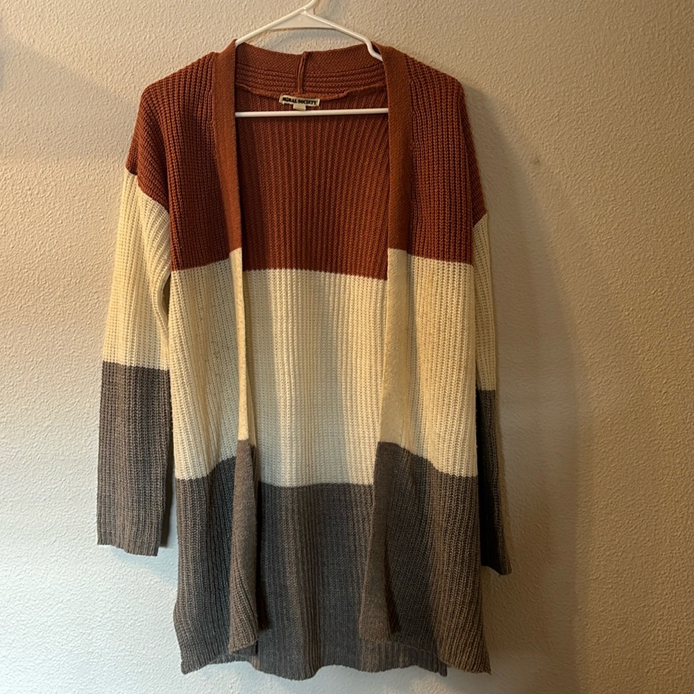 Moral Society color block cardigan size medium